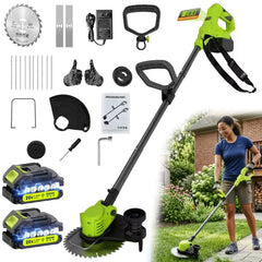 20V Cordless Lawn Edger & Grass Trimmer – Multi-Blade, 2 Batteries Included