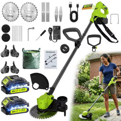20V Cordless Lawn Edger & Grass Trimmer – Multi-Blade, 2 Batteries Included