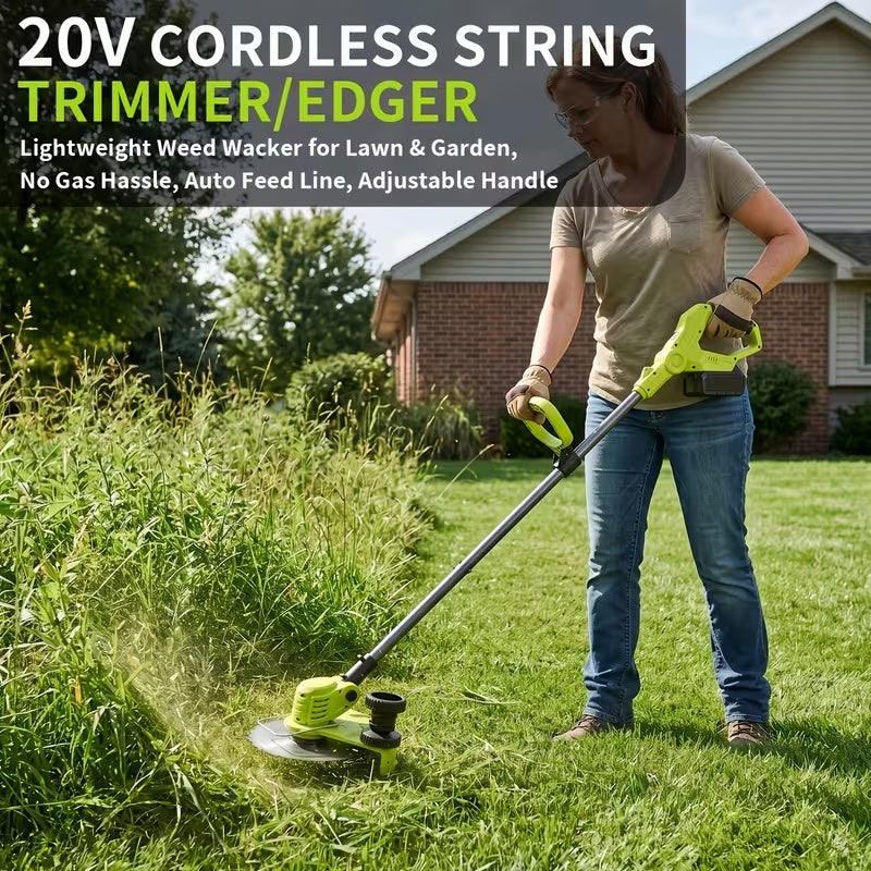 20V Cordless Lawn Edger & Grass Trimmer – Multi-Blade, 2 Batteries Included